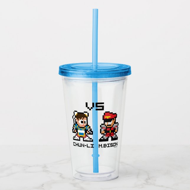 8bit Chun-Li VS M.Bison Acrylic Tumbler (Front)