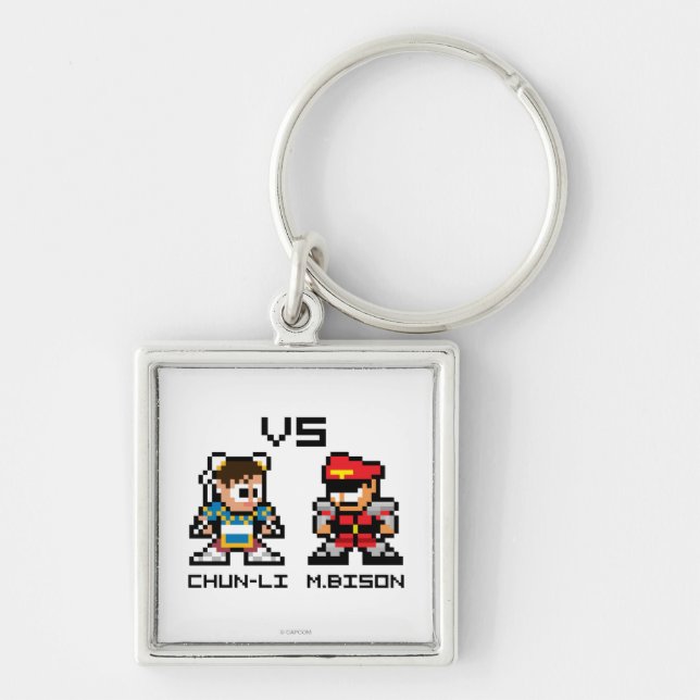 8bit Chun-Li VS M.Bison Keychain (Front)