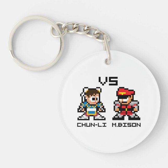 8bit Chun-Li VS M.Bison Keychain (Front)