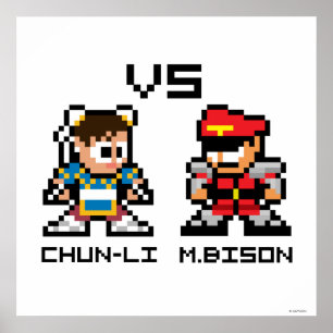 8bit Chun-Li VS M.Bison Poster