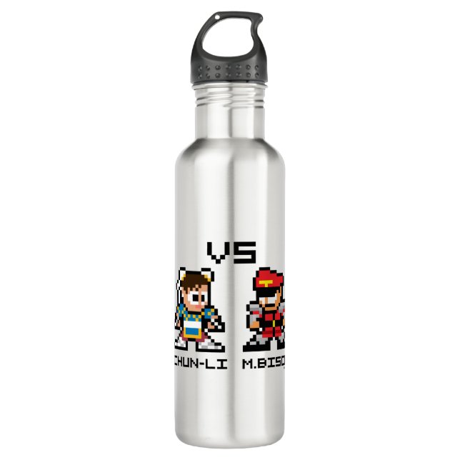 8bit Chun-Li VS M.Bison Stainless Steel Water Bottle (Front)