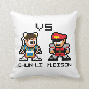 8bit Chun-Li VS M.Bison Throw Pillow