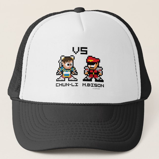 8bit Chun-Li VS M.Bison Trucker Hat (Front)