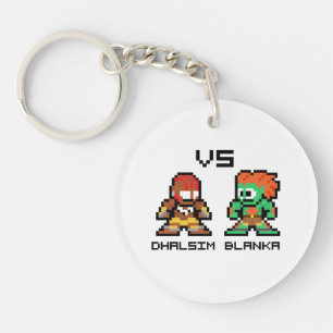 8bit Dhalsim VS Blanka Keychain