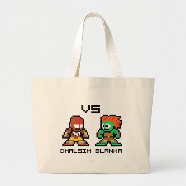 8bit Dhalsim VS Blanka Large Tote Bag (Front)