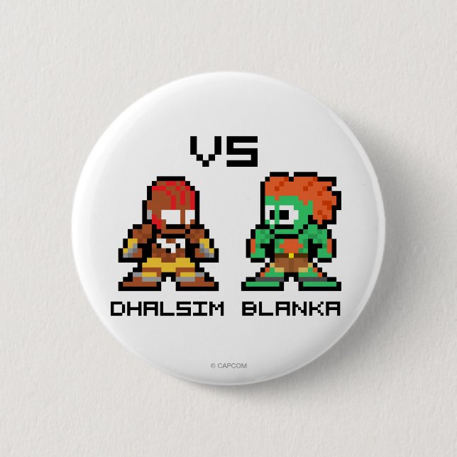 8bit Dhalsim VS Blanka Pinback Button (Front)
