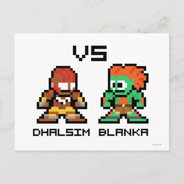 8bit Dhalsim VS Blanka Postcard (Front)