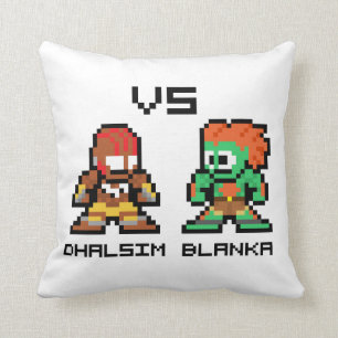 8bit Dhalsim VS Blanka Throw Pillow