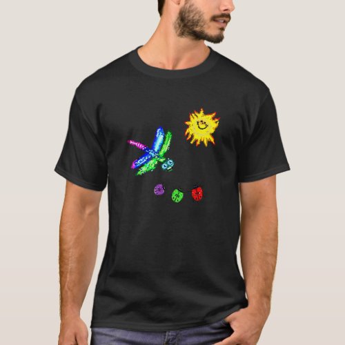 8bit Dragonfly Happy Sun  Cute Ladybug T_Shirt