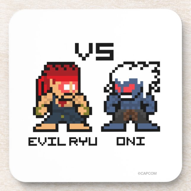 8bit Evil Ryu VS Oni Coaster (Front)