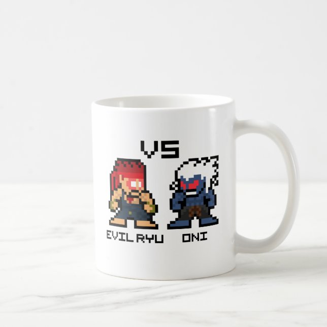 8bit Evil Ryu VS Oni Coffee Mug (Right)