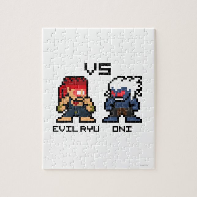 8bit Evil Ryu VS Oni Jigsaw Puzzle (Vertical)