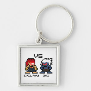 8bit Evil Ryu VS Oni Keychain