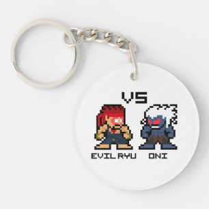8bit Evil Ryu VS Oni Keychain