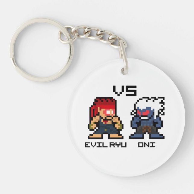 8bit Evil Ryu VS Oni Keychain (Front)
