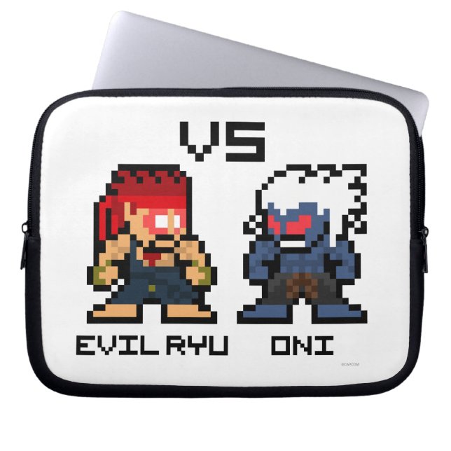 8bit Evil Ryu VS Oni Laptop Sleeve (Front)