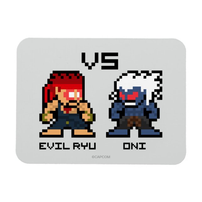 8bit Evil Ryu VS Oni Magnet (Horizontal)