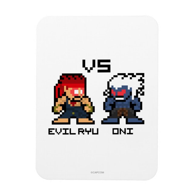 8bit Evil Ryu VS Oni Magnet (Vertical)