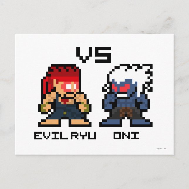 8bit Evil Ryu VS Oni Postcard (Front)