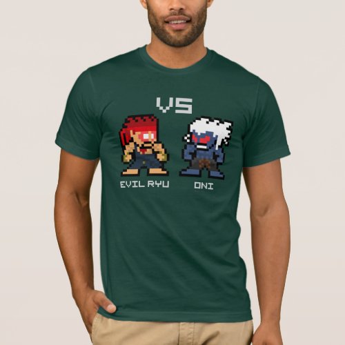 8bit Evil Ryu VS Oni T_Shirt