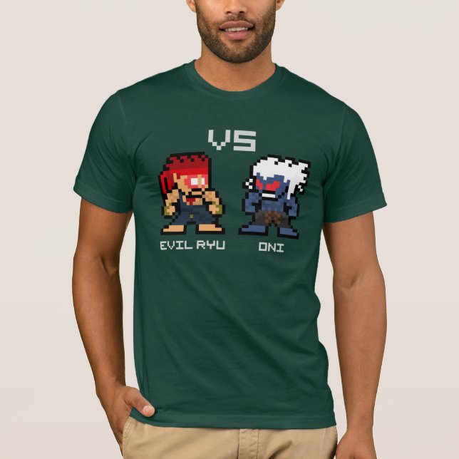 8bit Evil Ryu VS Oni T-Shirt (Front)