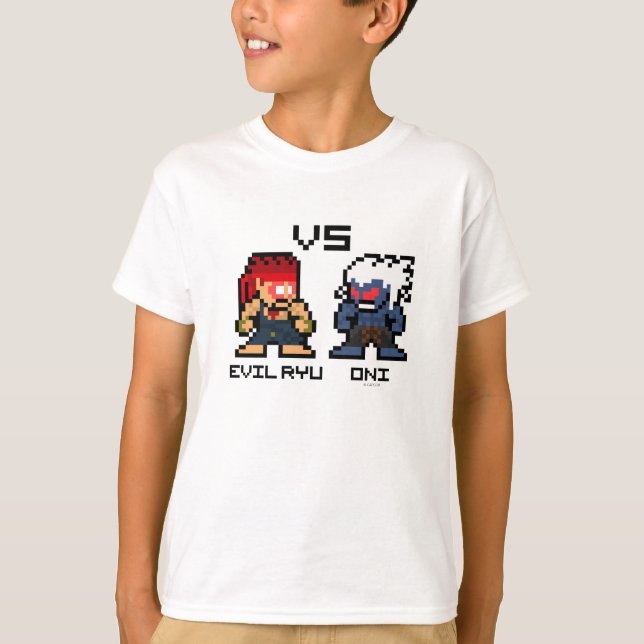 8bit Evil Ryu VS Oni T-Shirt (Front)