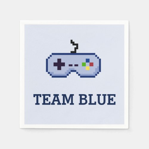 8bit Gamer Gender Reveal Team Blue Paper Napkins