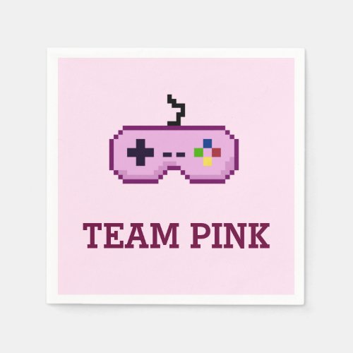 8bit Gamer Gender Reveal Team Pink Paper Napkins