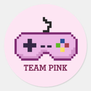 8bit Gamer Gender Reveal Team Pink Stickers