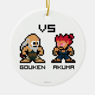 8bit Gouken VS Akuma Ceramic Ornament