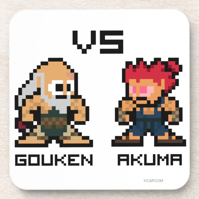 8bit Gouken VS Akuma Drink Coaster (Front)