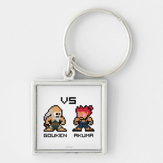 8bit Gouken VS Akuma Keychain (Front)