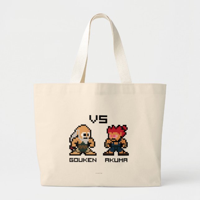 8bit Gouken VS Akuma Large Tote Bag (Front)