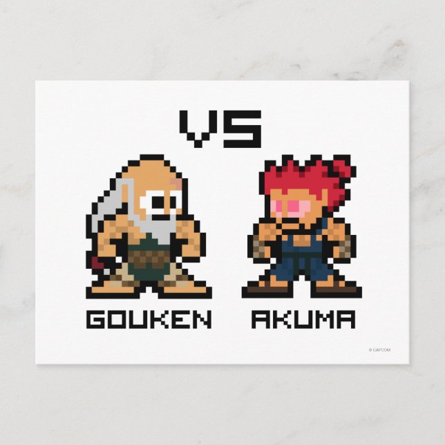 8bit Gouken VS Akuma Postcard (Front)