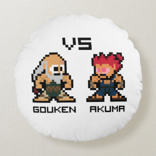8bit Gouken VS Akuma Round Pillow