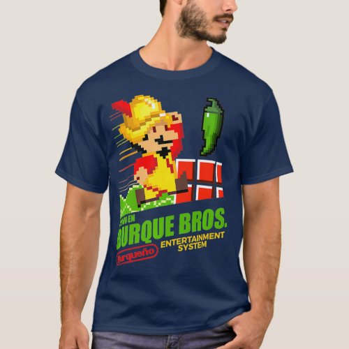 8Bit Hecho In Burque Bros Albuquerque NM Green T_Shirt