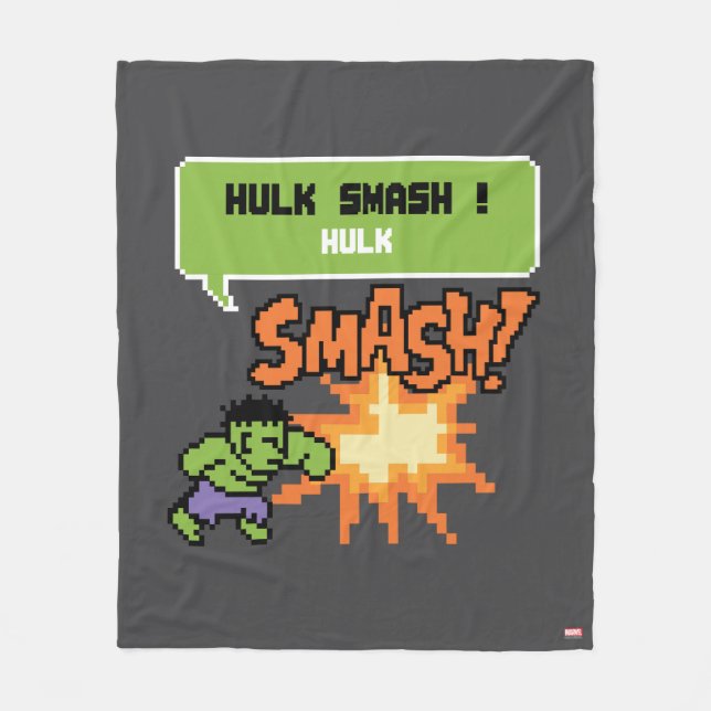 8Bit Hulk Attack - Hulk Smash! Fleece Blanket (Front)