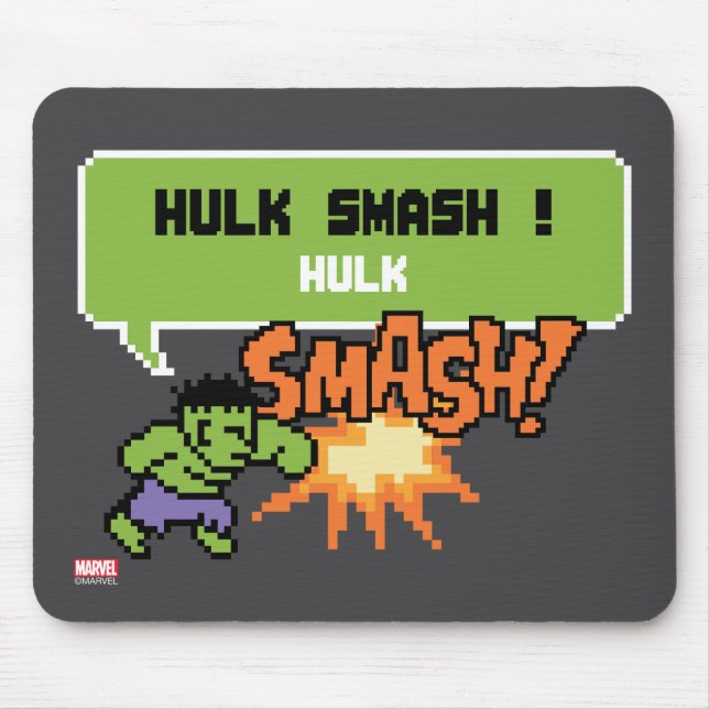 8Bit Hulk Attack - Hulk Smash! Mouse Pad (Front)