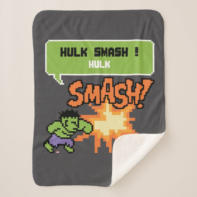 8Bit Hulk Attack - Hulk Smash! Sherpa Blanket (Front)