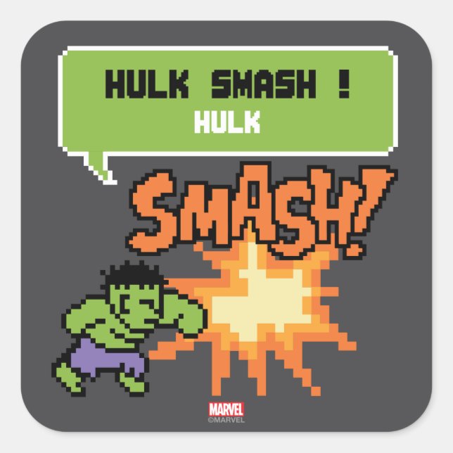 8Bit Hulk Attack - Hulk Smash! Square Sticker (Front)