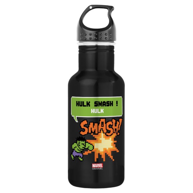 8Bit Hulk Attack - Hulk Smash! Water Bottle (Front)