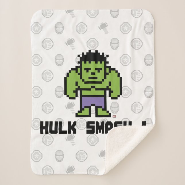 8Bit Hulk - Hulk Smash! Sherpa Blanket (Front)