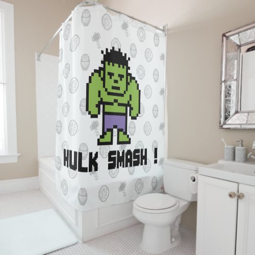 8Bit Hulk _ Hulk Smash Shower Curtain