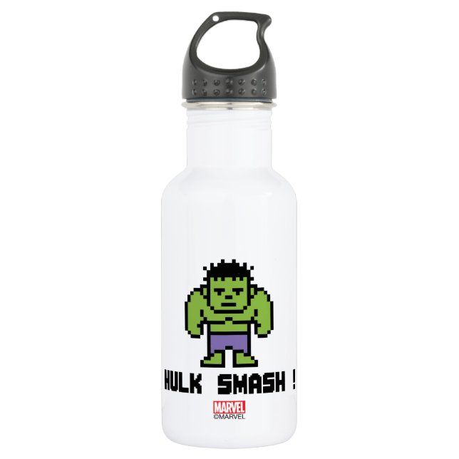 8Bit Hulk - Hulk Smash! Stainless Steel Water Bottle (Front)