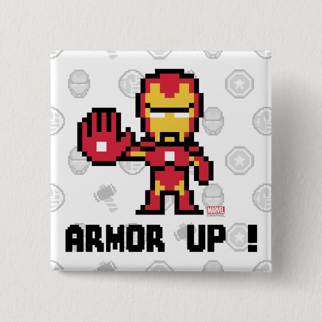 8Bit Iron Man - Armor Up! Button (Front)