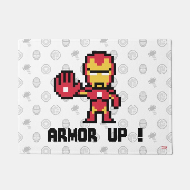8Bit Iron Man - Armor Up! Doormat (Front)