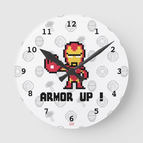 8Bit Iron Man _ Armor Up Round Clock