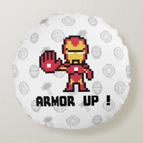 8Bit Iron Man _ Armor Up Round Pillow