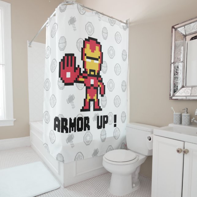 8Bit Iron Man - Armor Up! Shower Curtain (In Situ)