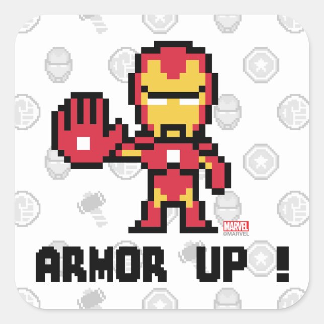 8Bit Iron Man - Armor Up! Square Sticker (Front)